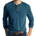 thumbnail image 1 of ZUKMRJPC Men's Sweatshirts Casual Long Sleeve Cotton 3-Button T-Shirt Solid Color Pullover Shirt with Pocket, 1 of 5