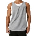 thumbnail image 1 of ZUKMRJPC Men's Tank Tops Fake Two Pieces Solid Color Casual Summer Sleeveless Basic Tees Comfy Breathable Workout Gym Athletic Shirts, 1 of 5