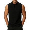 thumbnail image 1 of ZUKMRJPC Men's Tank Tops Quarter Button Solid Color Casual Summer Sleeveless Basic Tees Loose Fit Breathable Athletic Workout Shirts, 1 of 4