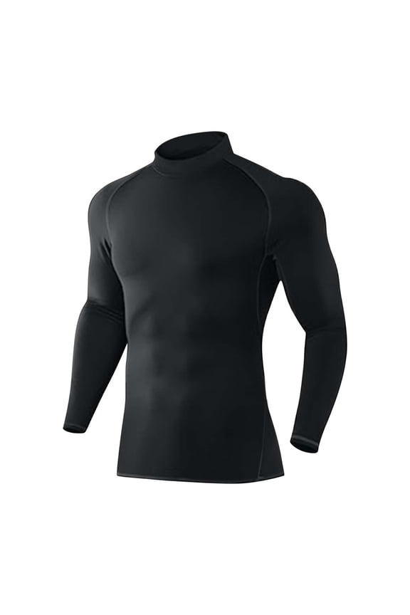 Men's Thermal Compression Shirts Long Sleeve Mock Turtleneck Workout Gym T Shirts Solid Color Running Base Layer Undershirt Tops
