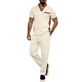 thumbnail image 1 of ZUKMRJPC Men's Tracksuit 2 Piece Waffleknit Textured Athletic Sweatsuits Short Sleeve Shirts and Long Pants Casual Running Jogging Suit Sets, 1 of 4