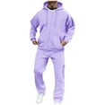 thumbnail image 1 of ZUKMRJPC Men's Tracksuit 2 Pieces Set Solid Color Fleece Lined Running Sports Suits Full Zip Athletic Jogging Suits Casual Sports Outfits, 1 of 6