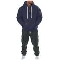 thumbnail image 1 of ZUKMRJPC Men's Tracksuit Sets 2 Piece Quarter Zip Tactical Hoodies and Cargo Sweatpants Set Casual Warm Fleece Lined Jogging Suits, 1 of 8