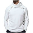 thumbnail image 1 of ZUKMRJPC Men's Turtleneck Sweater Long Sleeve Fashion Designed Button Slim Fit Pullover Sweater Casual Solid Color Knit Shawl Collar Tops, 1 of 7