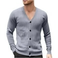 thumbnail image 1 of ZUKMRJPC Men's V Neck Cardigan Sweater Casual Long Sleeve Lightweight Knitted Button Down Sweaters Fall Classic Solid Color Jacket, 1 of 6