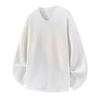 thumbnail image 1 of ZUKMRJPC Men's V Neck Shirts Casual Loose Solid Color Thermal Fleece Lined Pullover Tees Fall Winter Long Sleeve Warm Base Layer Tops, 1 of 4
