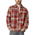 thumbnail image 1 of ZUKMRJPC Men's Vintage Plaid Shirts Casual Long Sleeve Lapel Button Down Shirt Jacket Fall Lightweight Warm Thick Shirts with Pocket, 1 of 5