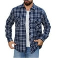 thumbnail image 1 of ZUKMRJPC Men's Vintage Plaid Shirts Long Sleeve Classic Button Down Lapel Casual Shirt Jacket Lightweight Work Shirt with Flap Pocket, 1 of 6