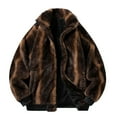 thumbnail image 1 of ZUKMRJPC Men's Winter Warm Coat Casual Loose Fit Turndown Collar Full Zipper Solid Color Faux Fur Jacket Coats with Pockets, 1 of 7