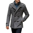 thumbnail image 1 of ZUKMRJPC Men's Woolen Winter Coats Slim Fit Classic Solid Color Double Breasted Business Lapel Overcoat Winter Casual Peacoat Jacket, 1 of 6