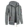 thumbnail image 1 of ZUKMRJPC Men's Zip Up Hoodie Lightweight Long Sleeve Solid Color Drawstring Sports Hooded Sweatshirt Fall Casual Outwear with Pocket, 1 of 4