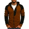 thumbnail image 1 of ZUKMRJPC Men's Zip Up Hoodies Long Sleeve Fashion Color Block Hooded Jackets Slim Fit Casual Warm Fleece Lined Hooded Outwear, 1 of 6