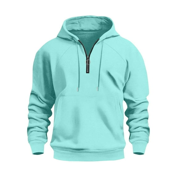 ZUKMRJPC Mens 1/4 Zip Pullover Hoodies Casual Solid Color Fleece Long Sleeve Hooded Sweatshirt Lightweight Sport Tops with Pocket