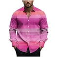 thumbnail image 1 of ZUKMRJPC Mens Button Down Shirts Casual Long Sleeve Stripe Color Block Lapel Shirts Fashion Loose Fit Personalized Printing Shirts, 1 of 4
