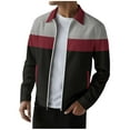 thumbnail image 1 of ZUKMRJPC Mens Casual Jacket Lightweight Patchwork Color Block Textured Track Jacket Fall Zip Up Turndown Collar Jacket with Pocket, 1 of 7
