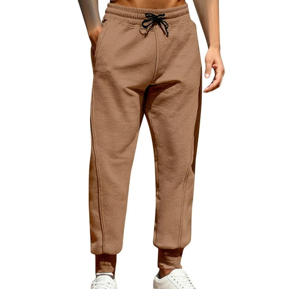 ZUKMRJPC Mens Casual Joggers Pants Cotton Elastic Waist Drawstring Athletic Pants Lightweight Loose Fit Trousers with Pockets