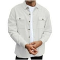 thumbnail image 1 of ZUKMRJPC Mens Casual Shirt Jacket Long Sleeve Button Down Lapel Waffle Shirt Lightweight Solid Color Overshirt with Flap Pockets, 1 of 6