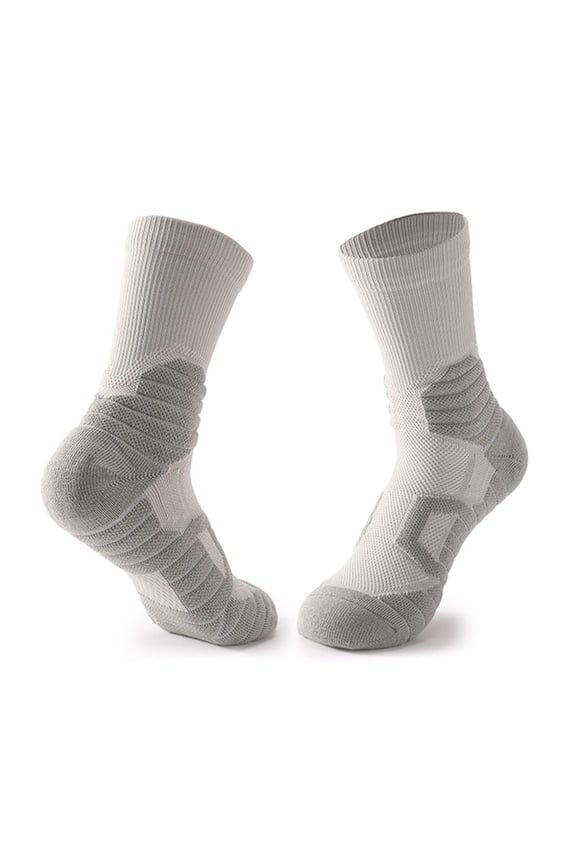 Mens Compression Basketball Socks Moisture-Wicking Breathable Cushioned Mid Tube Socks Hiking Workout Running Socks
