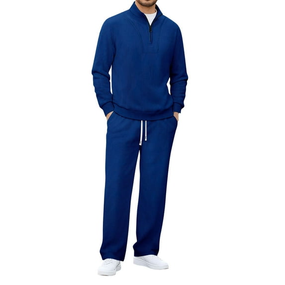 ZUKMRJPC Mens Corduroy 2 Piece Tracksuit Long Sleeve Quarter Zip Sport Set Jogging Casual Sweatsuit Athletic Outfits with Pocket
