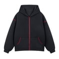 thumbnail image 1 of ZUKMRJPC Mens Full Zip Hoodie Long Sleeve Solid Color Striped Hooded Sweatshirt Lightweight Loose Soft Athletic Outwear with Pockets, 1 of 7