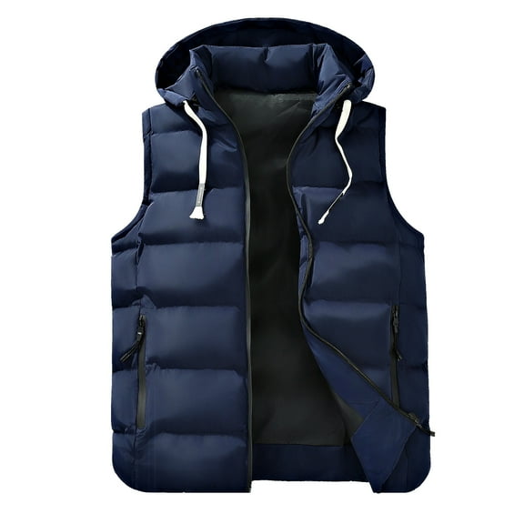 ZUKMRJPC Mens Hooded Puffer Vest Full Zip Winter Warm Thick Quilted Jackets Vests Teens Adults Lightweight Casual Padded Jacket with Pocket