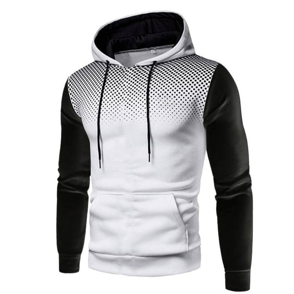 ZUKMRJPC Mens Hooded Sweatshirts Casual Slim Fit Long Sleeve Color Block Patchwork Drawstring Hooded Sweatshirts with Pocket
