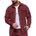 thumbnail image 1 of ZUKMRJPC Mens Lightweight Shirt Jackets Casual Long Sleeve Waffle Textured Shirt Solid Color Button Up Lapel Jacket with Multi-Pockets, 1 of 5