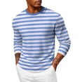 thumbnail image 1 of ZUKMRJPC Mens Long Sleeve Crewneck T Shirts Classic Striped Waffle Knit Textured Summer Tops Casual Breathable Workout Athletic Shirts, 1 of 4
