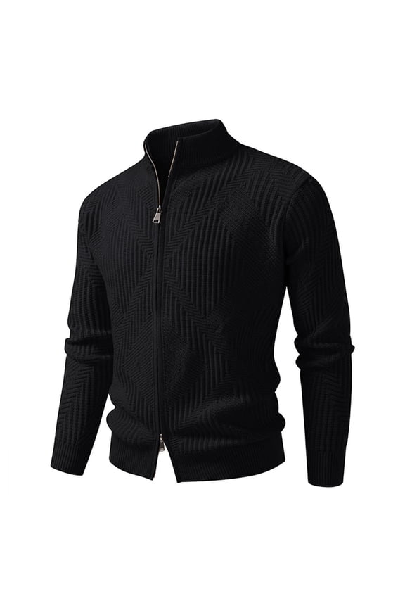 Mens Mock Turtleneck Neck Sweater Casual Long Sleeve Two-Way Zip Pullover Sweater Fall Winter Solid Color Slim Fit Basic Knit Tops