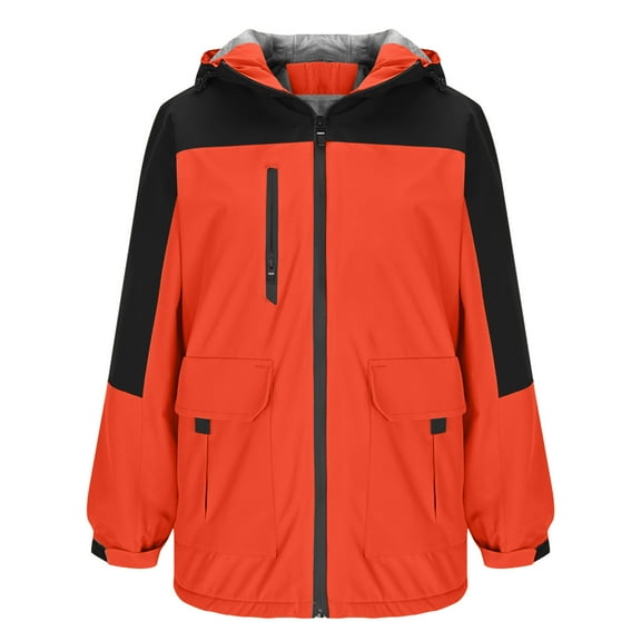 ZUKMRJPC Mens Outdoor Ski Jackets Lightweight Patchwork Windproof Waterproof Hooded Snow Jackets Winter Warm Windbreaker for Hiking Travel