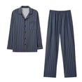 thumbnail image 1 of ZUKMRJPC Mens Pajama Set Classic Button Down Striped Lapel Sleepwear Soft Comfy Cotton Long Sleeve Casual Pajamas Pjs Set, 1 of 5