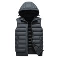 thumbnail image 1 of ZUKMRJPC Mens Puffer Vest Full Zip Winter Warm Quilted Outerwear Vests Lightweight Casual Removable Hood Padded Jacket with Pocket, 1 of 6