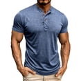 thumbnail image 1 of ZUKMRJPC Mens Quarter Button Shirts Short Sleeve Crewneck Basic Summer T-Shirts Solid Color Casual Lightweight Classic Work Shirts, 1 of 7