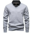 thumbnail image 1 of ZUKMRJPC Mens Quarter Button Sweater Fake Two Pieces Patchwork Lapel Pullover Sweater Fashion Knitted Casual Business Basic Tops, 1 of 3