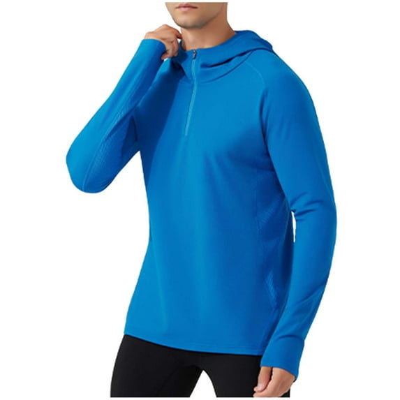 ZUKMRJPC Mens Quarter Zip Fleece Hoodies Long Sleeve Slim Fit Lightweight Casual Sweatshirts Fall Winter Warm Workout Athletic Tops
