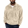thumbnail image 1 of ZUKMRJPC Mens Quarter Zip Fleece Sweatshirt Long Sleeve Loose Fit Solid Color Fluffy Pullover Sweatshirt Fall Winter Warm Tops with Kangaroo Pocket, 1 of 6