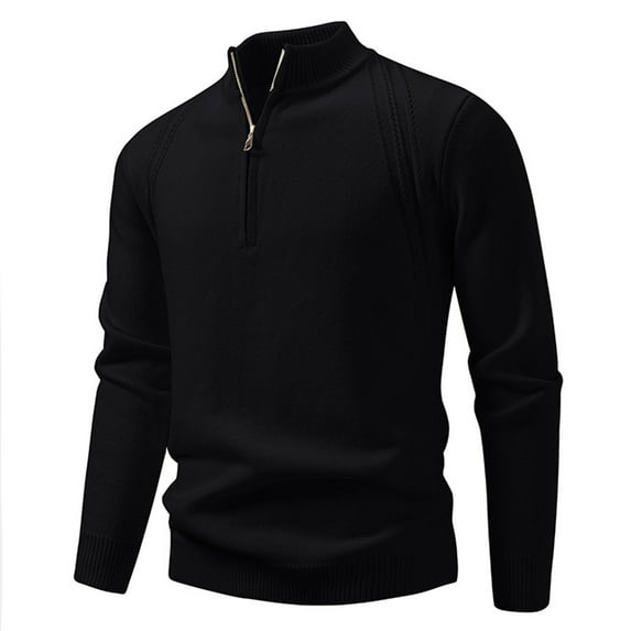 ZUKMRJPC Mens Quarter Zip Sweater Slim Fit Lightweight Knitted Pullover Sweaters Casual Stand Collar Long Sleeve Workout Sport Tops