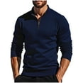 thumbnail image 1 of ZUKMRJPC Mens Quarter Zip Sweaters Lightweight Long Sleeve Solid Color Stand Collar Pullover Sweaters Slim Fit Casual Knit Tops, 1 of 5