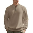thumbnail image 1 of ZUKMRJPC Mens Quarter Zip Sweatshirt Casual Solid Color Textured Long Sleeve Stand Collar Pullover Fall Lightweight Loose Workout Tops, 1 of 7