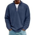 thumbnail image 1 of ZUKMRJPC Mens Quarter Zip Sweatshirt Long Sleeve Casual Solid Color Textured Pullover Sweatshirt Fall Fashion Loose Fit Cozy Basic Tops, 1 of 2