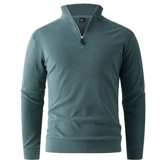 ZUKMRJPC Mens Quarter Zip Sweatshirt Long Sleeve Slim Fit Stand Collar Casual Sweater Winter Warm Comfy Fleece Workout Sport Pullover Tops