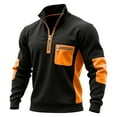 thumbnail image 1 of ZUKMRJPC Mens Quarter Zip Sweatshirts Long Sleeve Color Block Warm Fleece Lined Tactical Pullover Casual Loose Stand Collar Athletic Tops, 1 of 3