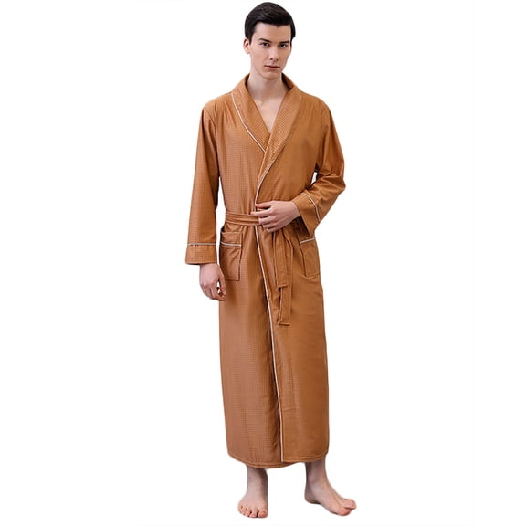 ZUKMRJPC Mens Robes Big and Tall Full Length Absorbent Quick Dry Bathrobe Waffle Knit Shawl Collar Lightweight Robe with Belt & 2 Pockets