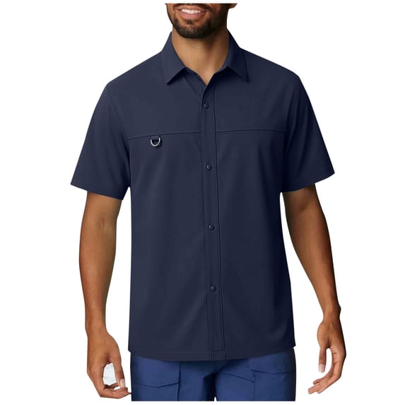 ZUKMRJPC Mens Short Sleeve Button Down Shirts Quick Dry Casual Lightweight Hiking Fishing Shirt Loose Fit Breathable Outdoor Workwear Shirts