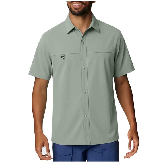 ZUKMRJPC Mens Short Sleeve Button Down Shirts Quick Dry Casual Lightweight Hiking Fishing Shirt Loose Fit Breathable Outdoor Workwear Shirts