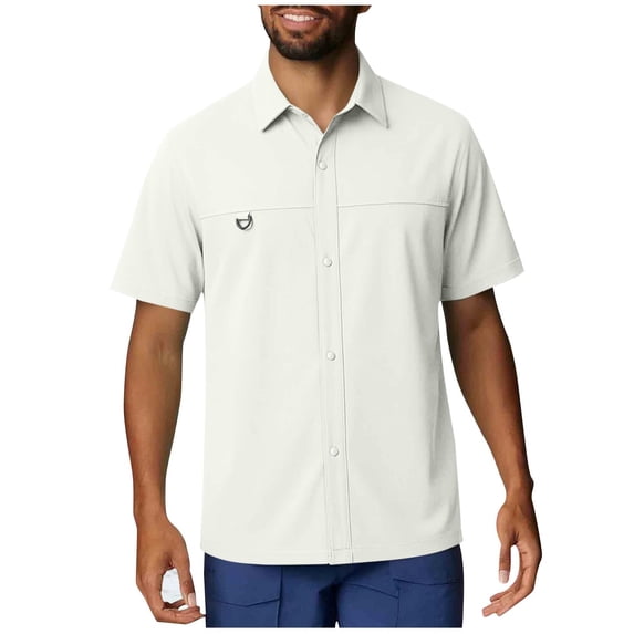 ZUKMRJPC Mens Short Sleeve Button Down Shirts Quick Dry Casual Lightweight Hiking Fishing Shirt Loose Fit Breathable Outdoor Workwear Shirts