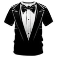thumbnail image 1 of ZUKMRJPC Mens Short Sleeve Fake Suit T Shirt Crewneck Fashion Suit Printed Party Shirts Casual Lightweight Workout Gym Tops, 1 of 4
