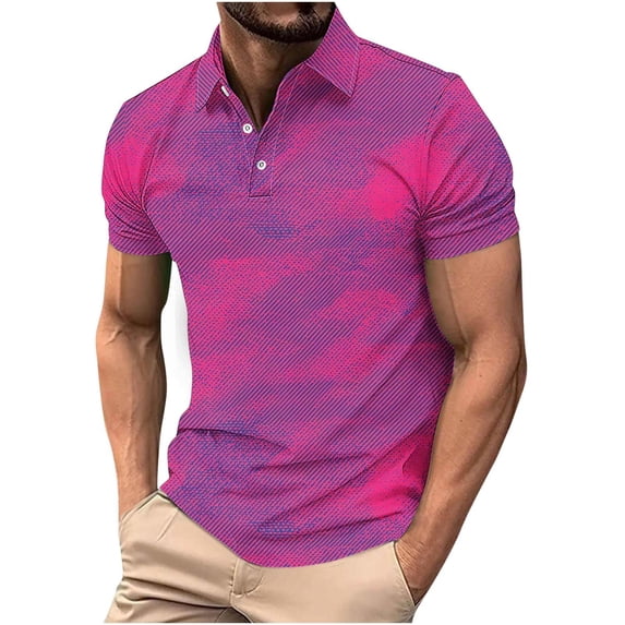 ZUKMRJPC Mens Short Sleeve Shirts Fashion Print Casual Collared Golf Shirts Slim Fit Lightweight Breathable Summer Basic Tee Tops