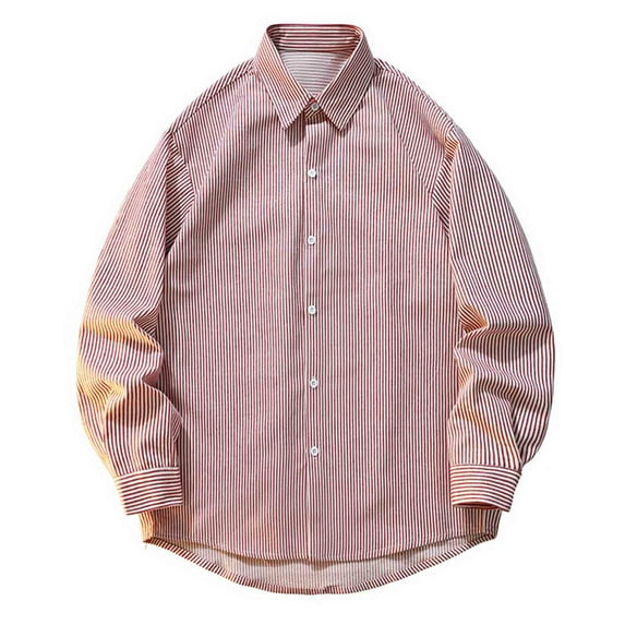 ZUKMRJPC Mens Striped Button Down Shirts Long Sleeve Lapel Loose Fit Fall Shirts Fashion Lightweight Casual Daily Work Shirts
