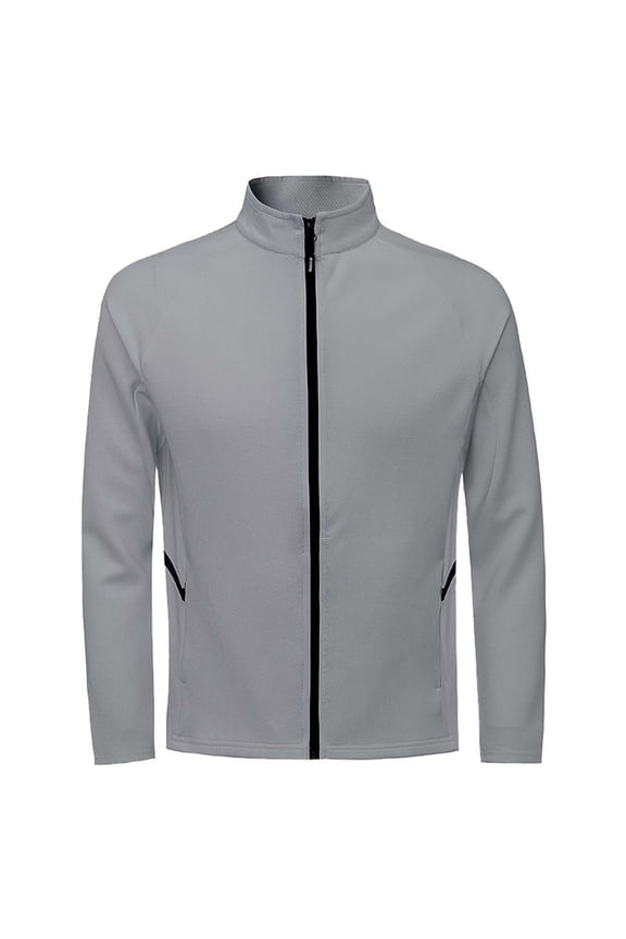 Mens Track Jacket Full Zip Slim Fit Stand Collar Lightweight Breathable Running Athletic Workout Jacket with Zipper Pocket